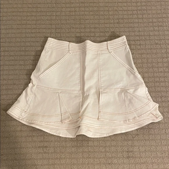 Pilcro Cream Jean Flare Mini Skirt - Picture 1 of 3